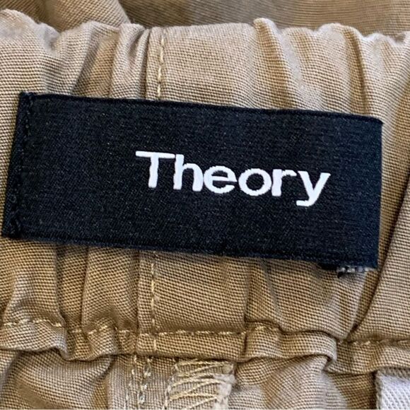 Theory Wilmar Drew Slub Poplin Shorts Size Small Cargo Brown - Picture 4 of 9